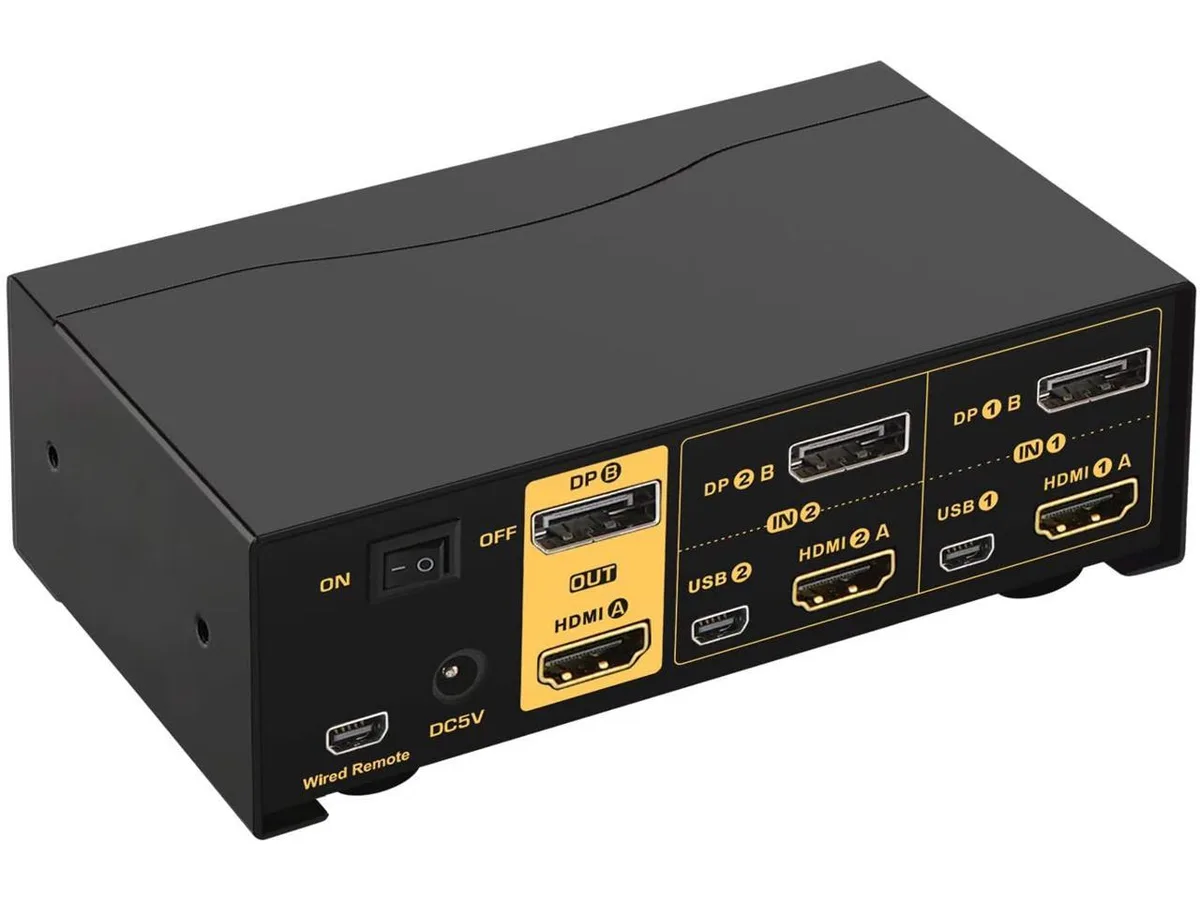 ETopSell ETopSell 2 Port Dual Monitor KVM Switch HDMI + DisplayPort 4K 60Hz — product photo