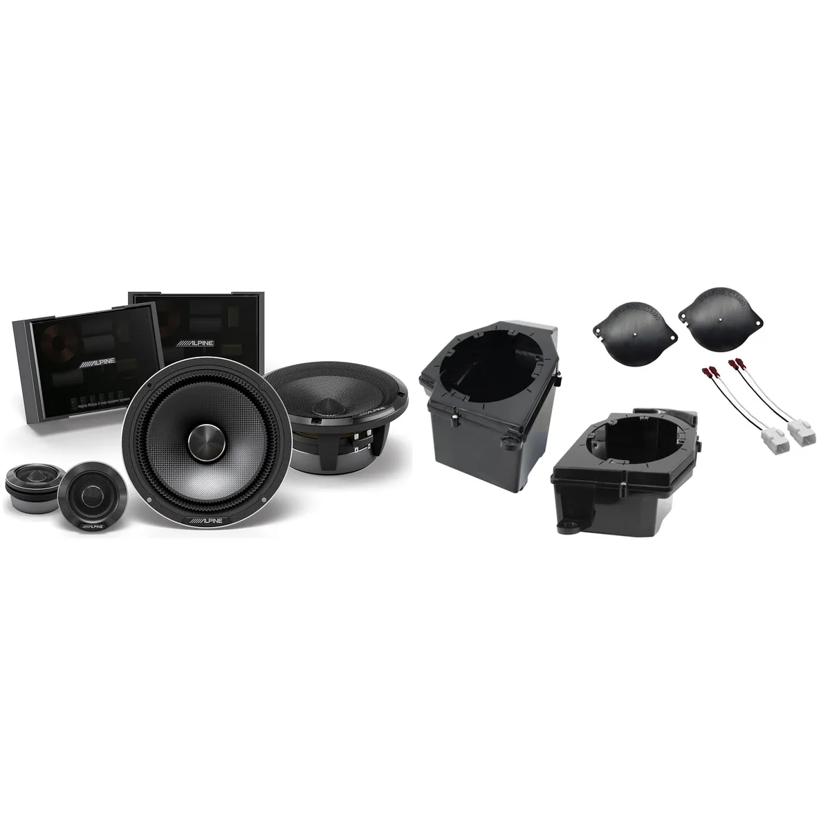 Alpine Alpine HDZ-65C 6.5" component speakers with STXJLPOD pods for Jeep JL/JT — product photo