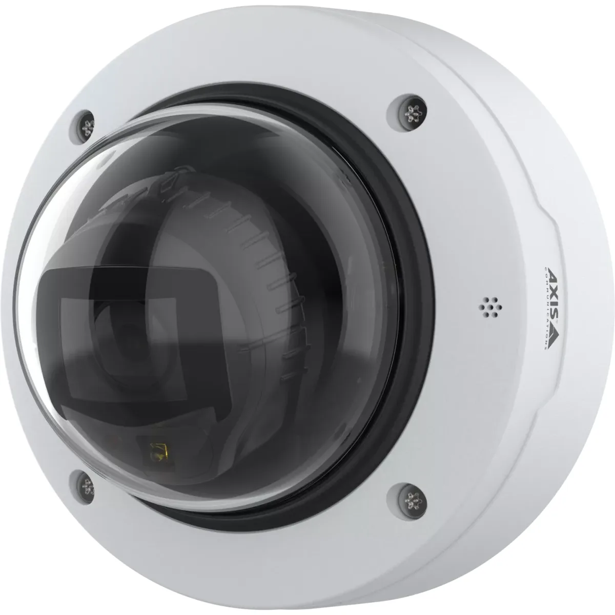 White vandal-resistant dome camera with vari-focal lens and IR window