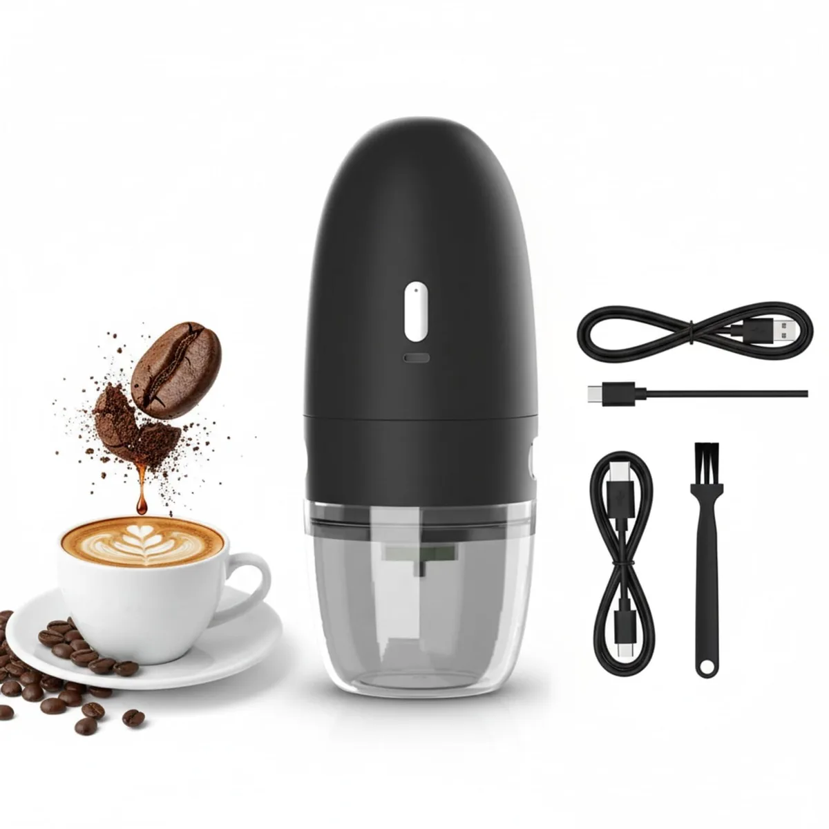  Electric Coffee Grinder Conical Burr USB-C Rechargeable Black — product photo