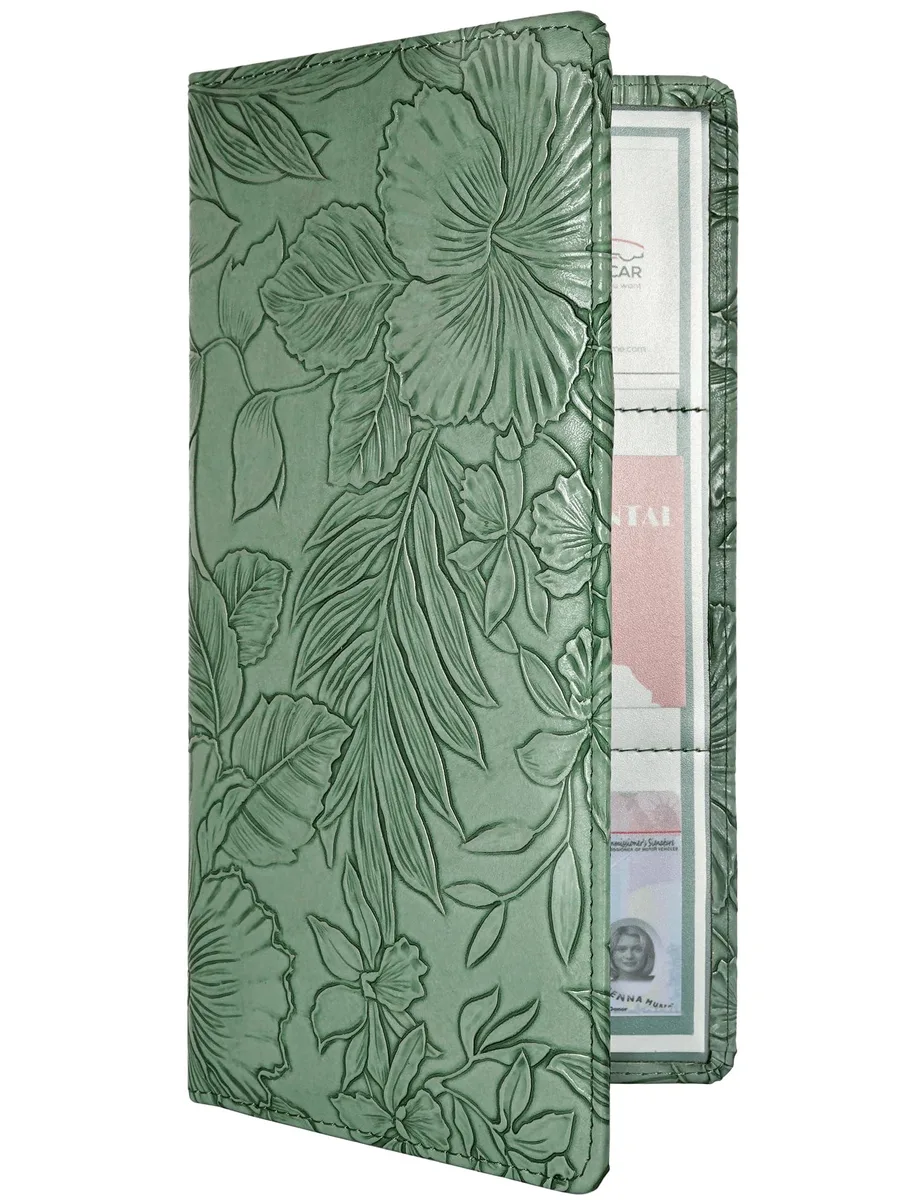  Mymazn Car Registration &amp; Insurance Holder Floral Green 9.45 x 5.1 x .39 in — product photo