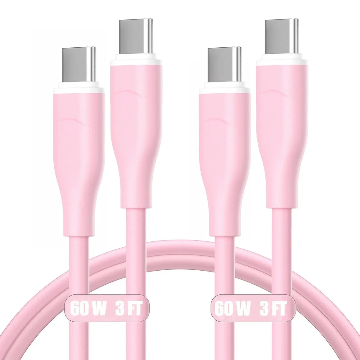 RUOCLRIS RUOCLRIS USB C to USB C Cable 60W 2-Pack 3ft Pink — product photo