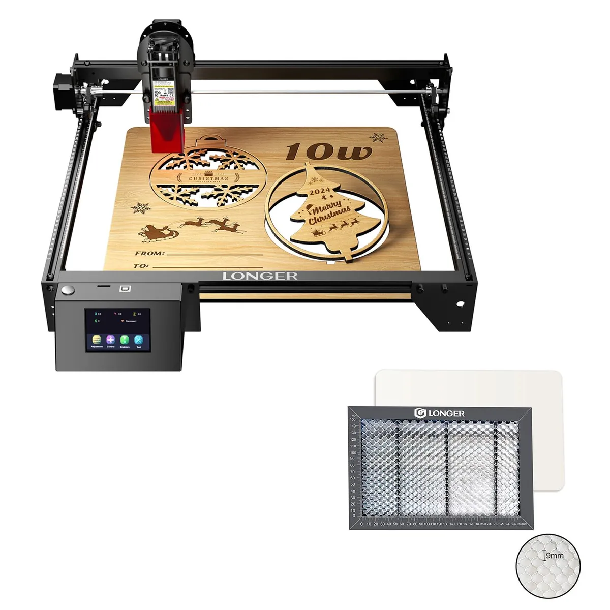 LONGER LONGER RAY5 10W Laser Engraver with Honeycomb Table 11.8x7.8x.86 in — product photo