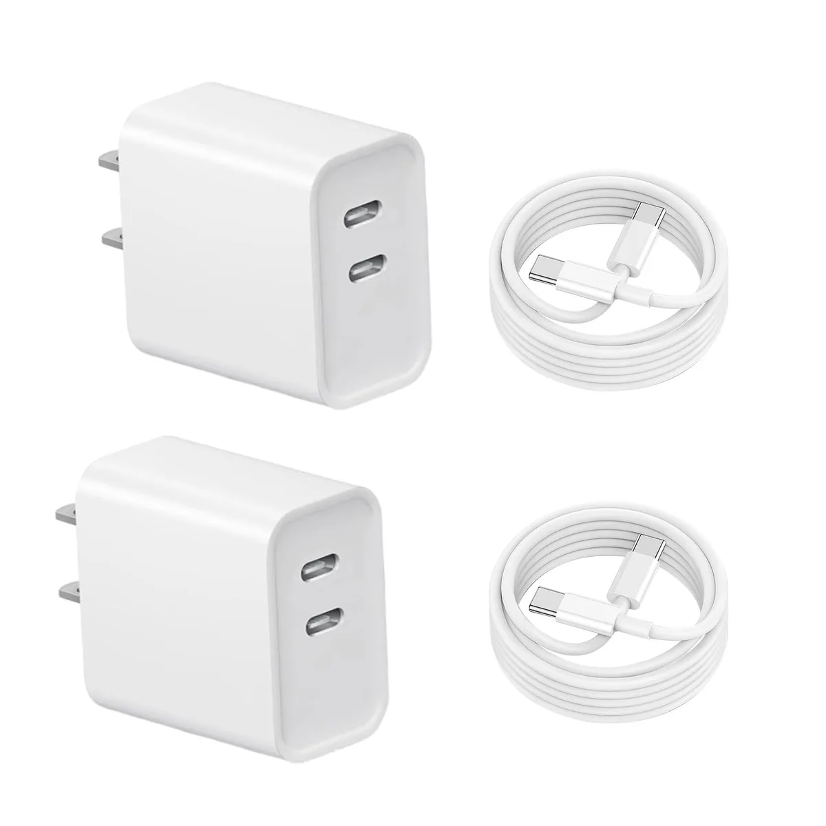 KEHIPI KEHIPI OFS-708 dual USB-C charger with cables — product photo