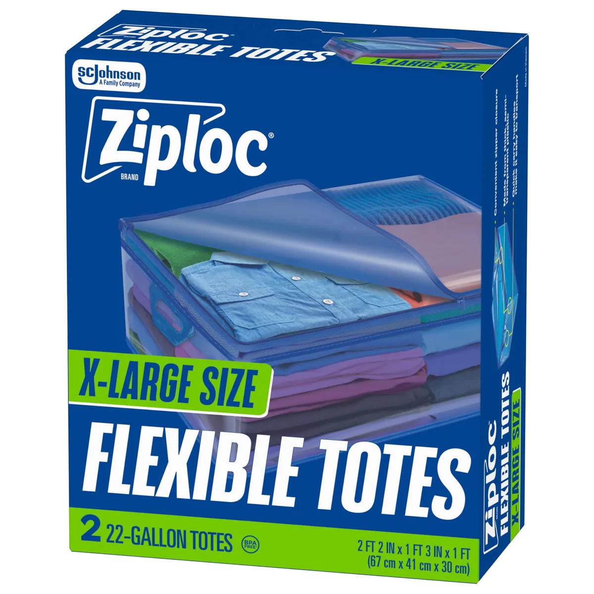 Two beige flexible storage totes with zipper closures and built-in handles, rectangular fabric form factor