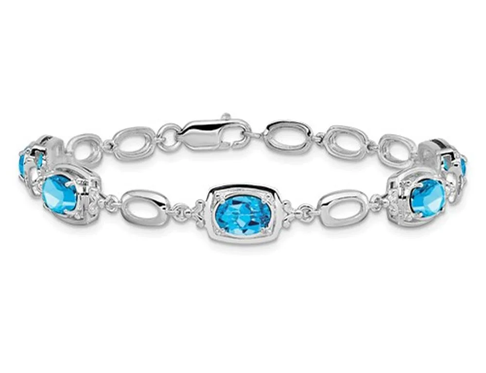Gem &amp; Harmony Gem &amp; Harmony Swiss Blue Topaz Link Bracelet .9ct 925 Sterling Silver — product photo