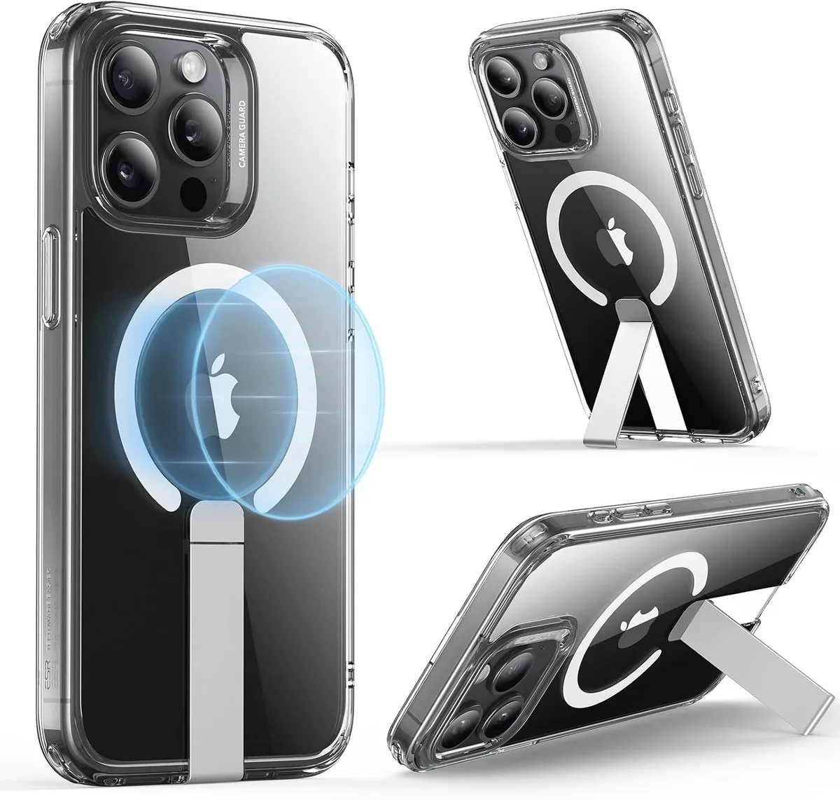 Clear case with metal kickstand and MagSafe ring