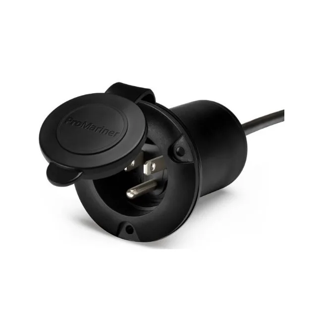 Black plastic universal AC plug holder with clamp insert and stainless steel screws