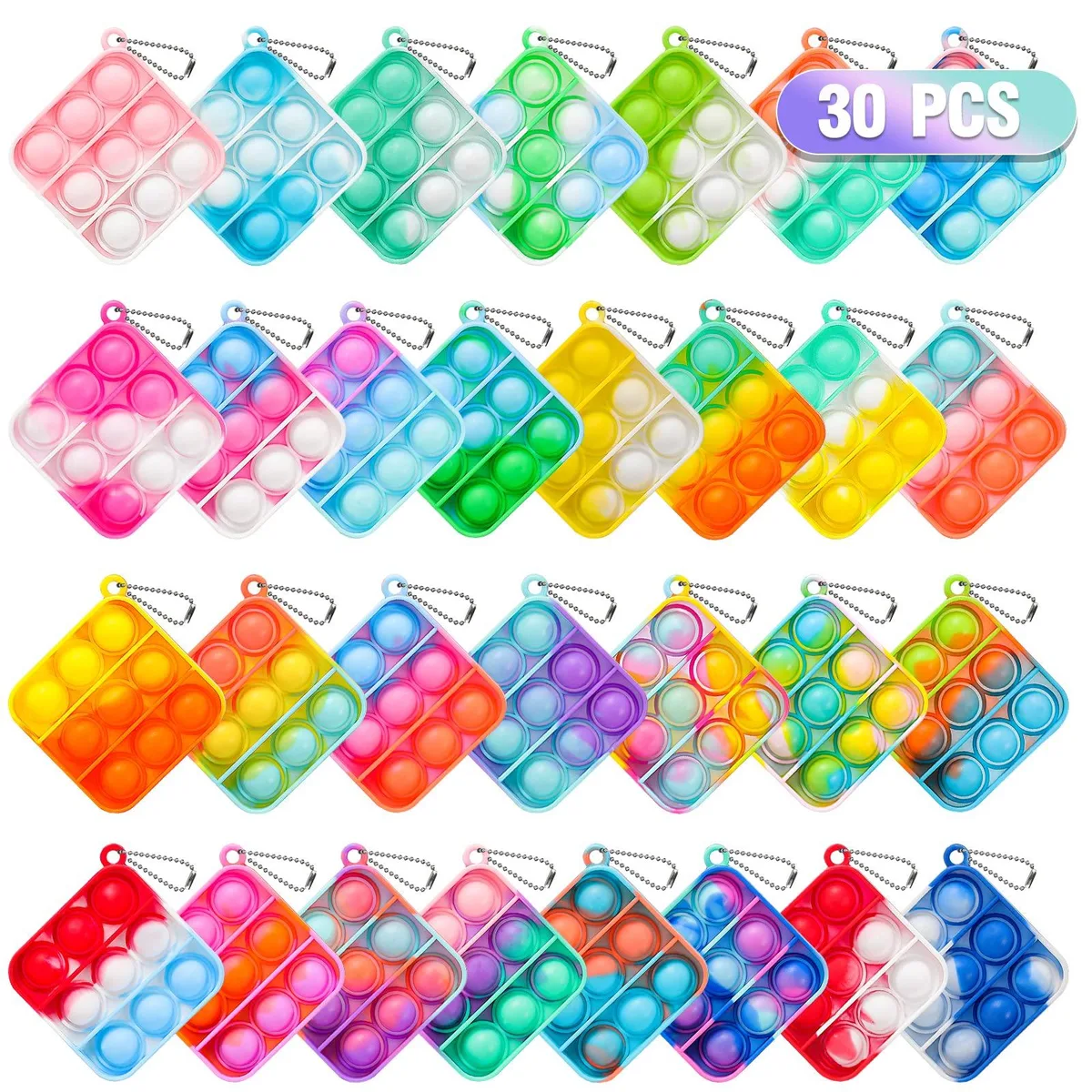  Pop Fidget Toys Bulk 30 Pack Mini Pop Keychain Educational — product photo