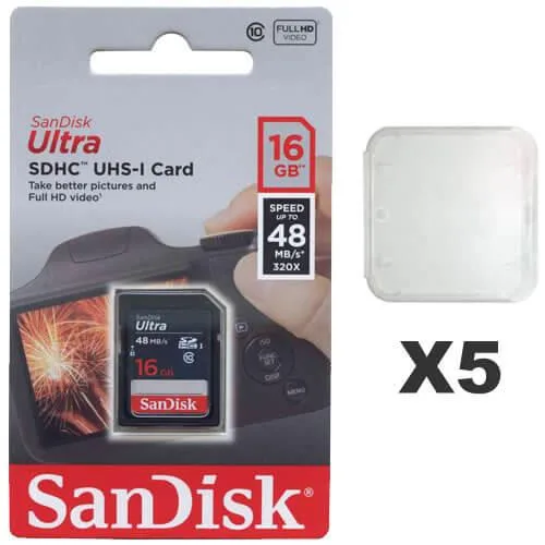SanDisk SanDisk Ultra 16GB SDHC Class 10 48MB/s Memory Card (5 Pack) — product photo