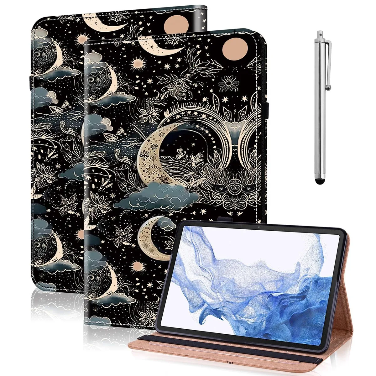 ALSEYE ALSEYE PU Leather Folio Case for Fire HD 10 10.1" 13th/11th Gen 2023/2021 Moon — product photo