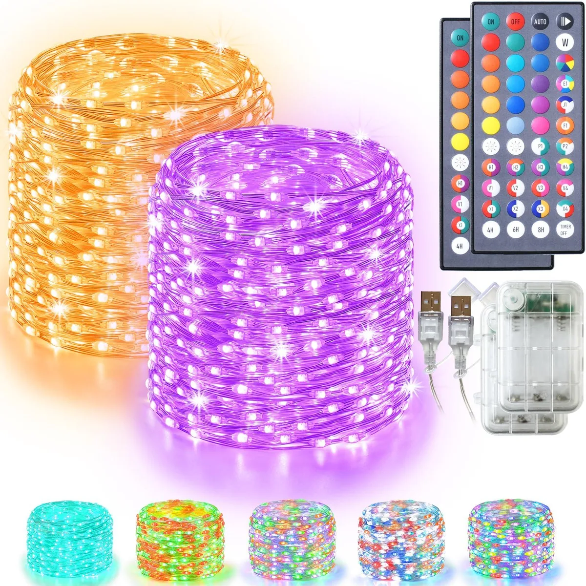 DNBeffulgent DNBeffulgent Lovelite RGB string lights 2 pack 66 ft 200 LED — product photo