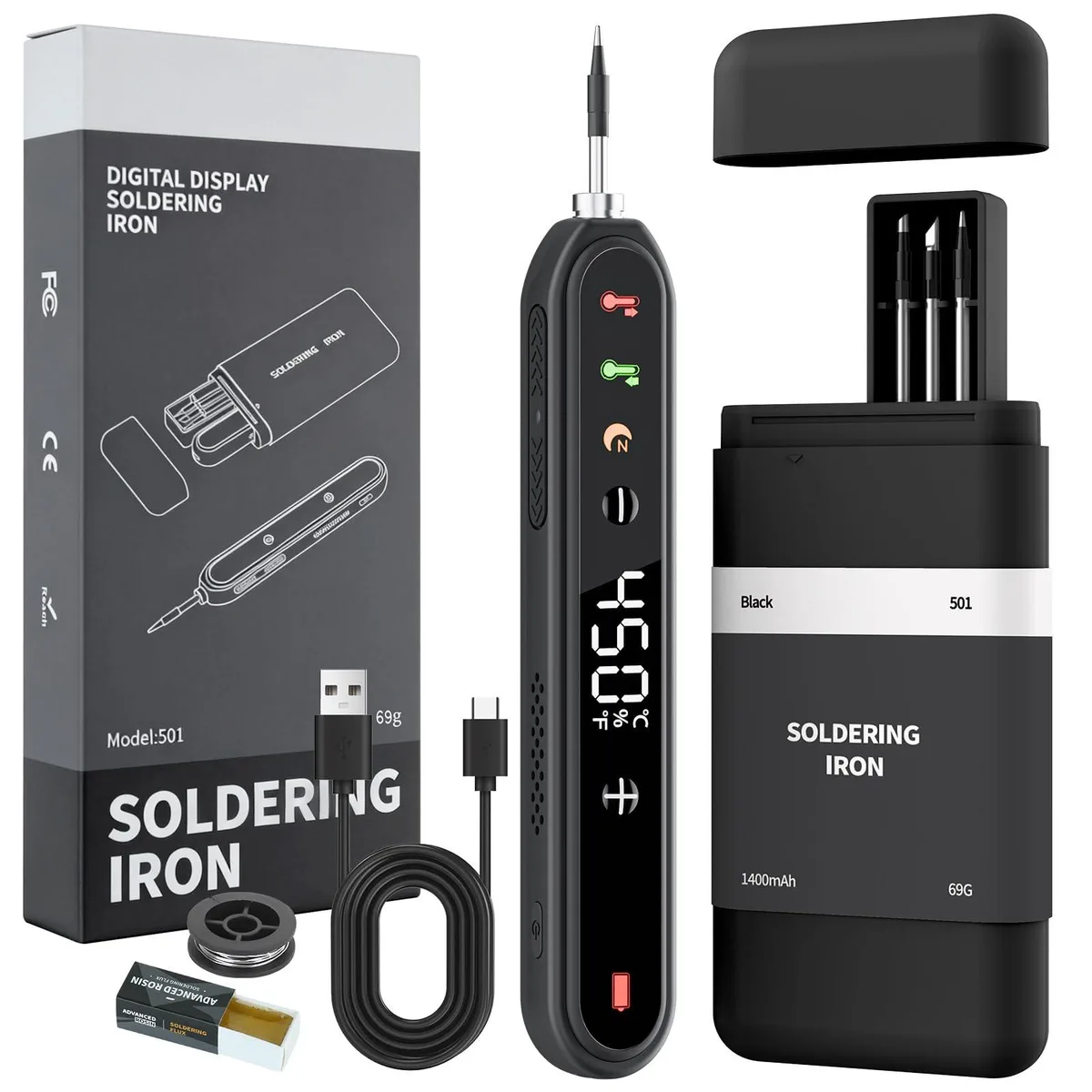 Cordless Soldering Iron Kit 1400mAh Black — product photo