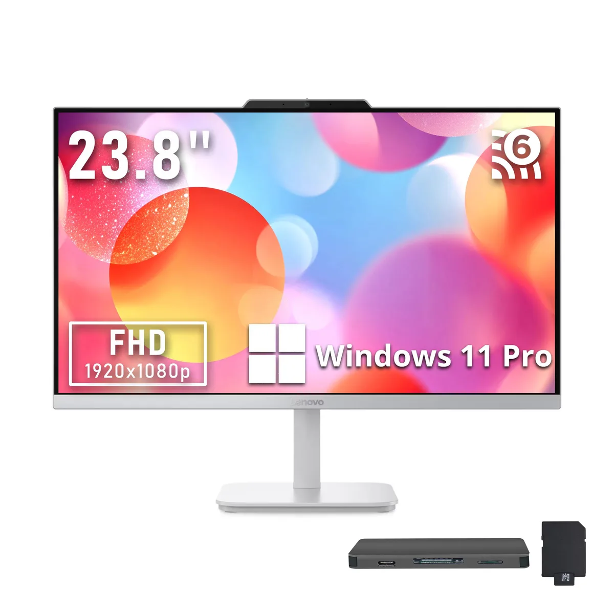 Lenovo Lenovo A100 23.8" FHD All-in-One PC Intel N100 16GB DDR4 1.5TB Windows 11 Pro White — product photo