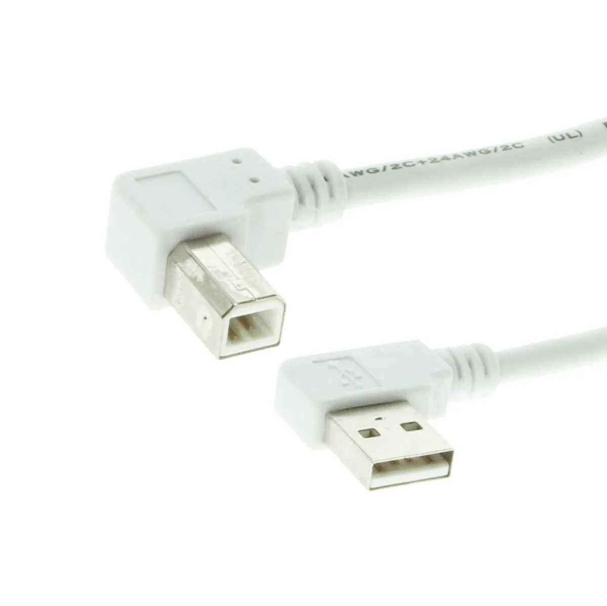 CableMAX CableMAX UC-ARBR3W USB 2.0 A Left Angle to B Left Angle 10ft White — product photo