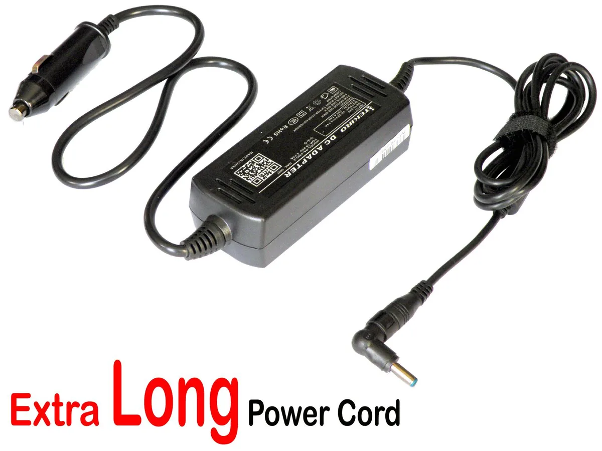 Compact black car charger with long coiled cable and LED indicator