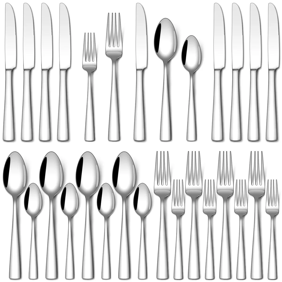 Stainless steel 20 piece cutlery set with mirror polished silver finish