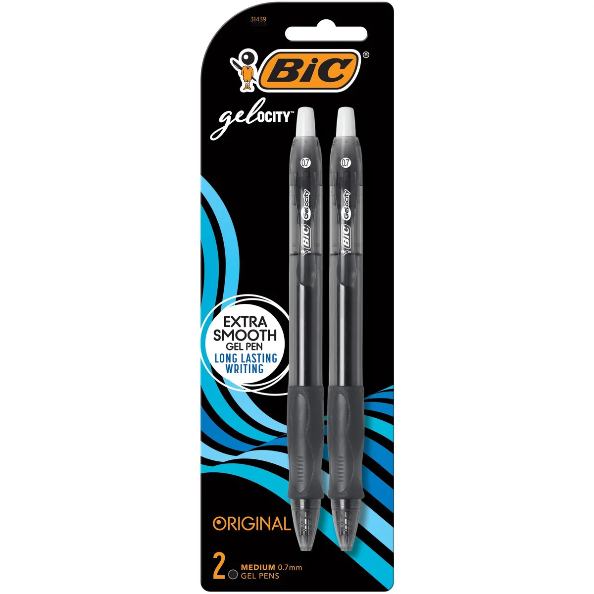  BIC Gelocity Original Black Gel Pens 0.7mm 2 Pack — product photo