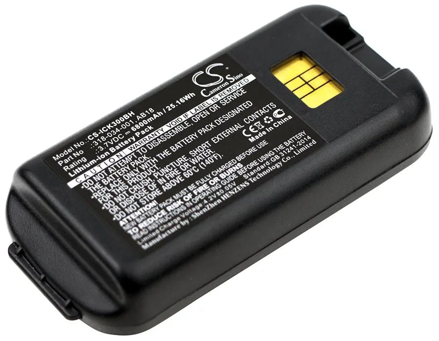 Rectangular replacement battery with black plastic casing and label, model CK3