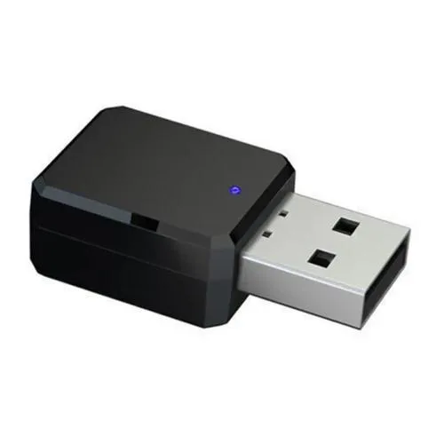 Compact Scosche Bluetooth 5.4 USB and 3.5 mm AUX adapter in matte black finish