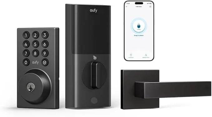 eufy eufy Security Smart Lock C30 with Door Lever, Black, WiFi, 100 passcodes — product photo