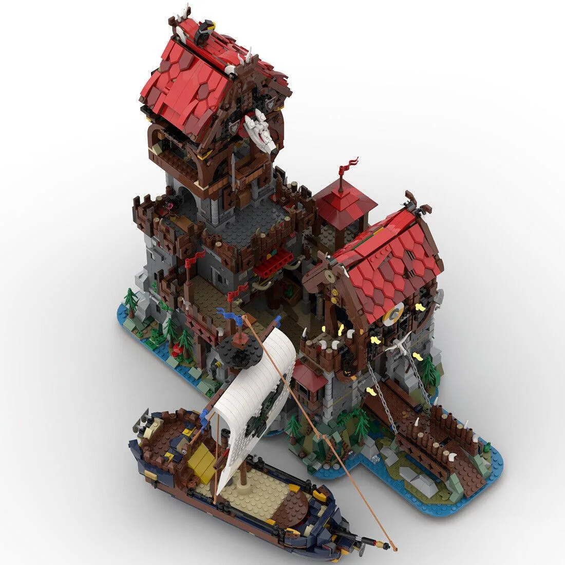 ZITIANYOUBUILD ZITIANYOUBUILD MOC-136695 Medieval Tower Castle Gatehouse Sea Serpent Ship 4916 Parts Educational Building Set — product photo