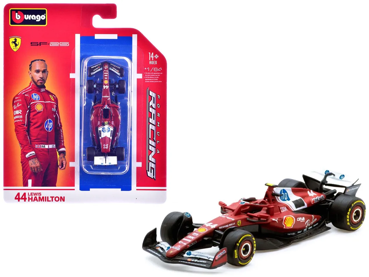 BBURAGO BBURAGO Ferrari SF-25 #44 Lewis Hamilton 1/64 Diecast Hobby Collectible — product photo