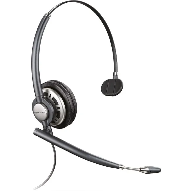 Black mono over-ear headset with flexible boom microphone and adjustable headband