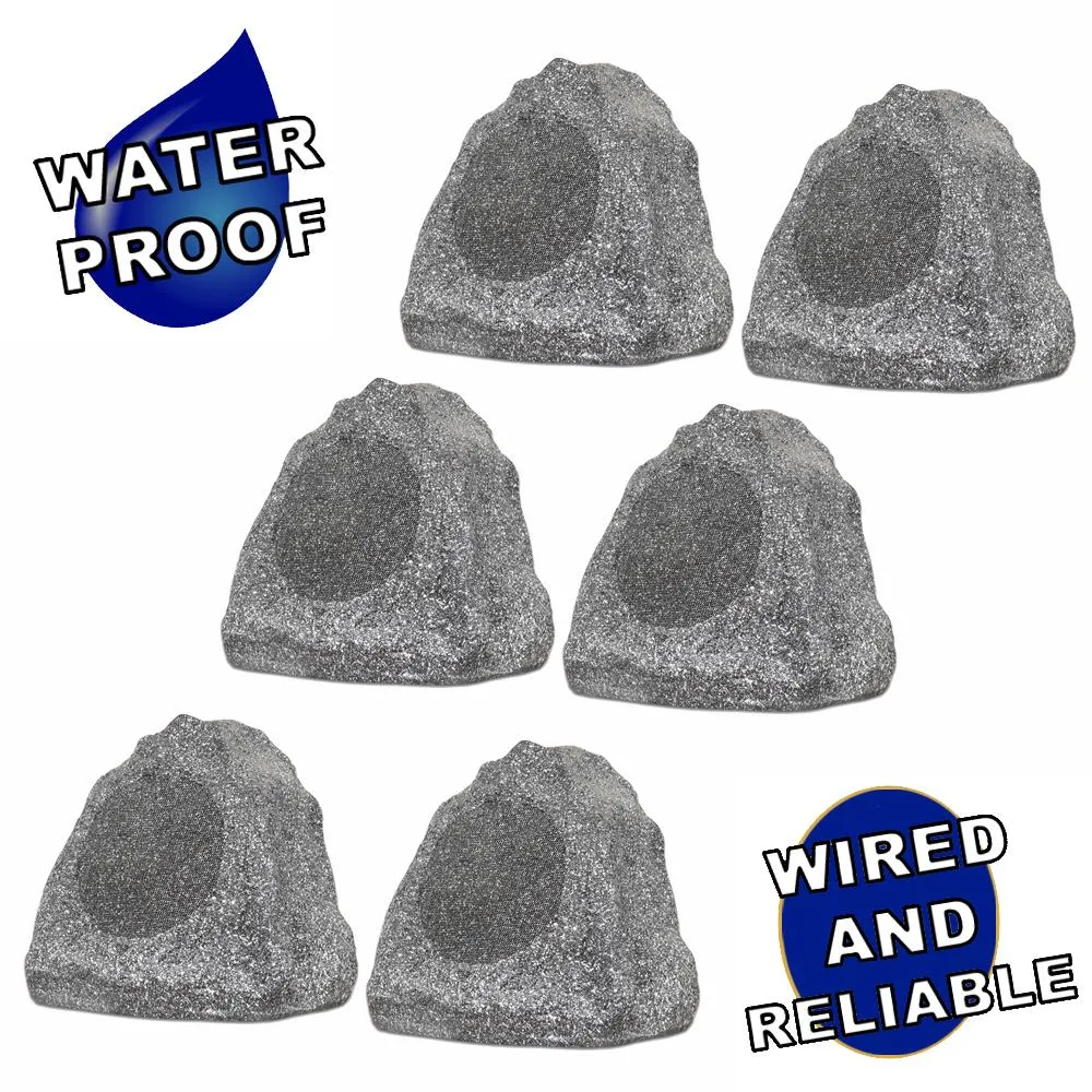 Goldwood Sound, Inc. Goldwood Sound, Inc. Theater Solutions 6R6G Outdoor Granite 6.5" Rock 6 Speaker Set — product photo