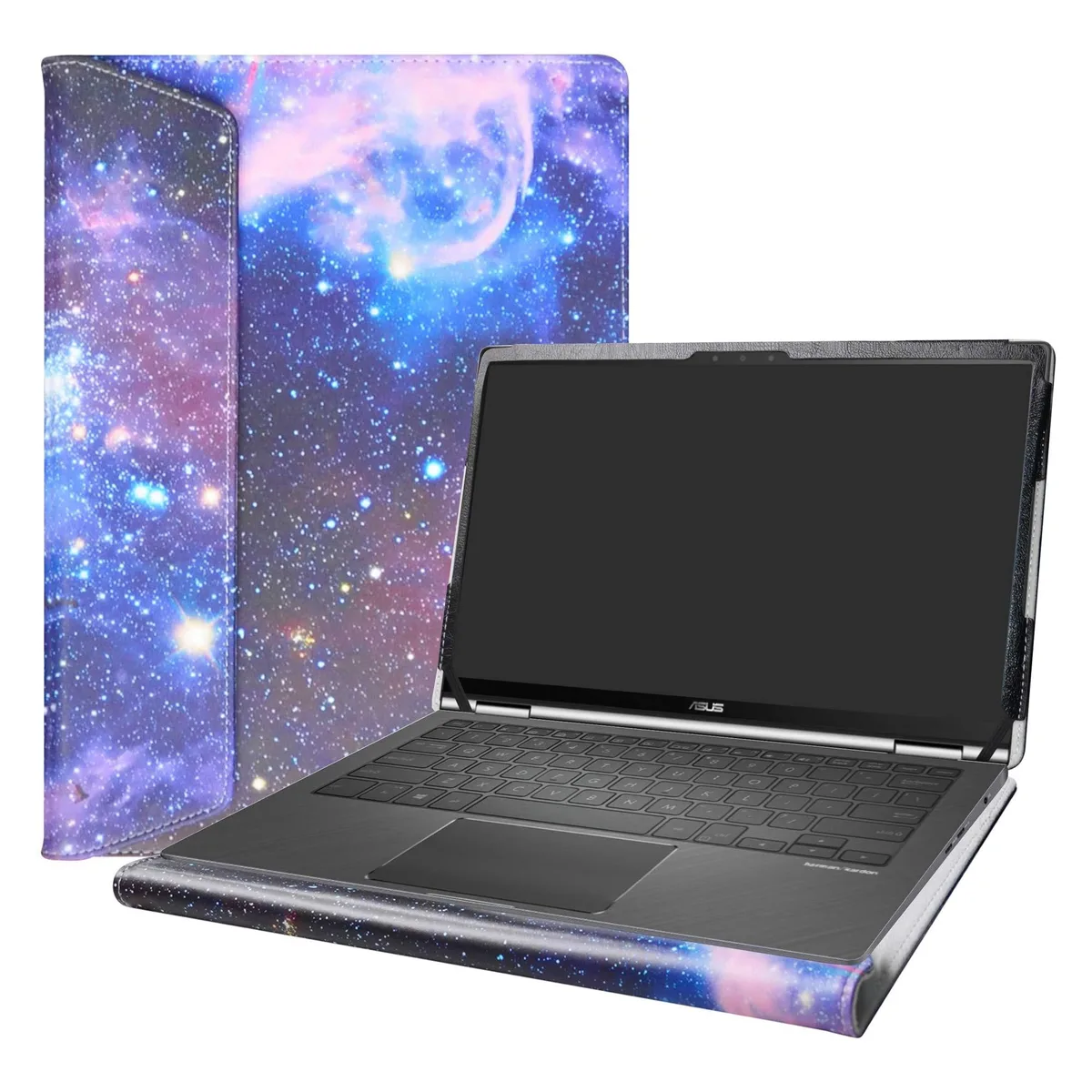 Protective case in galaxy-patterned PU leather for 13.3 inch 2-in-1 laptops