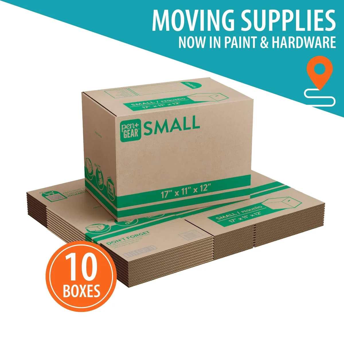 None Continuous None Continuous AAWM673903163 10 Pack Small Moving Boxes 17x11x12 Kraft — product photo