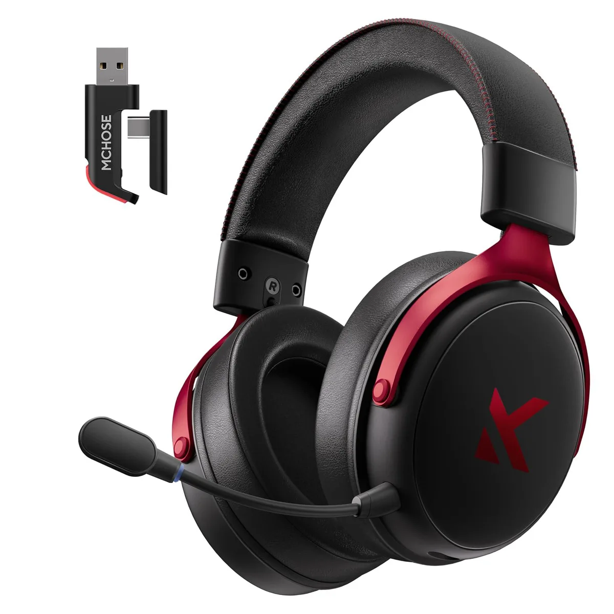 MCHOSE MCHOSE V9 PRO Wireless Gaming Headset 7.1 Black/Red 250h 15ms 53mm 275g — product photo