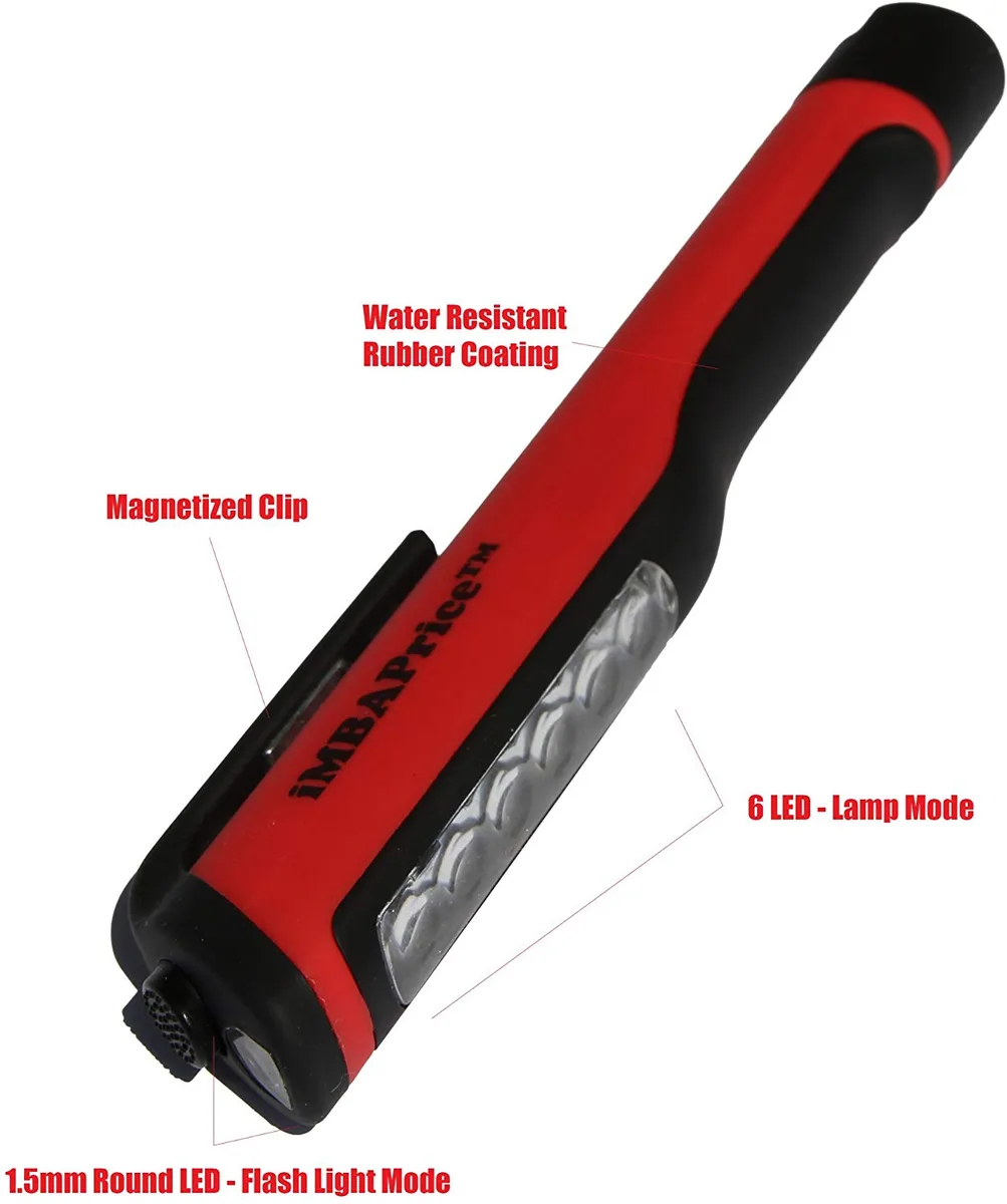 iMBAPrice iMBAPrice Super Bright 6+1 LED Flashlight with Magnetic Clip - Red — product photo