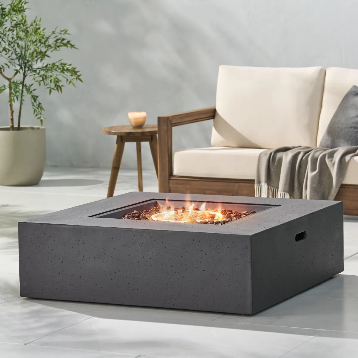 tuphen tuphen 50000 BTU Square MGO Fire Table Tank Outdoor Heater Dark Grey — product photo