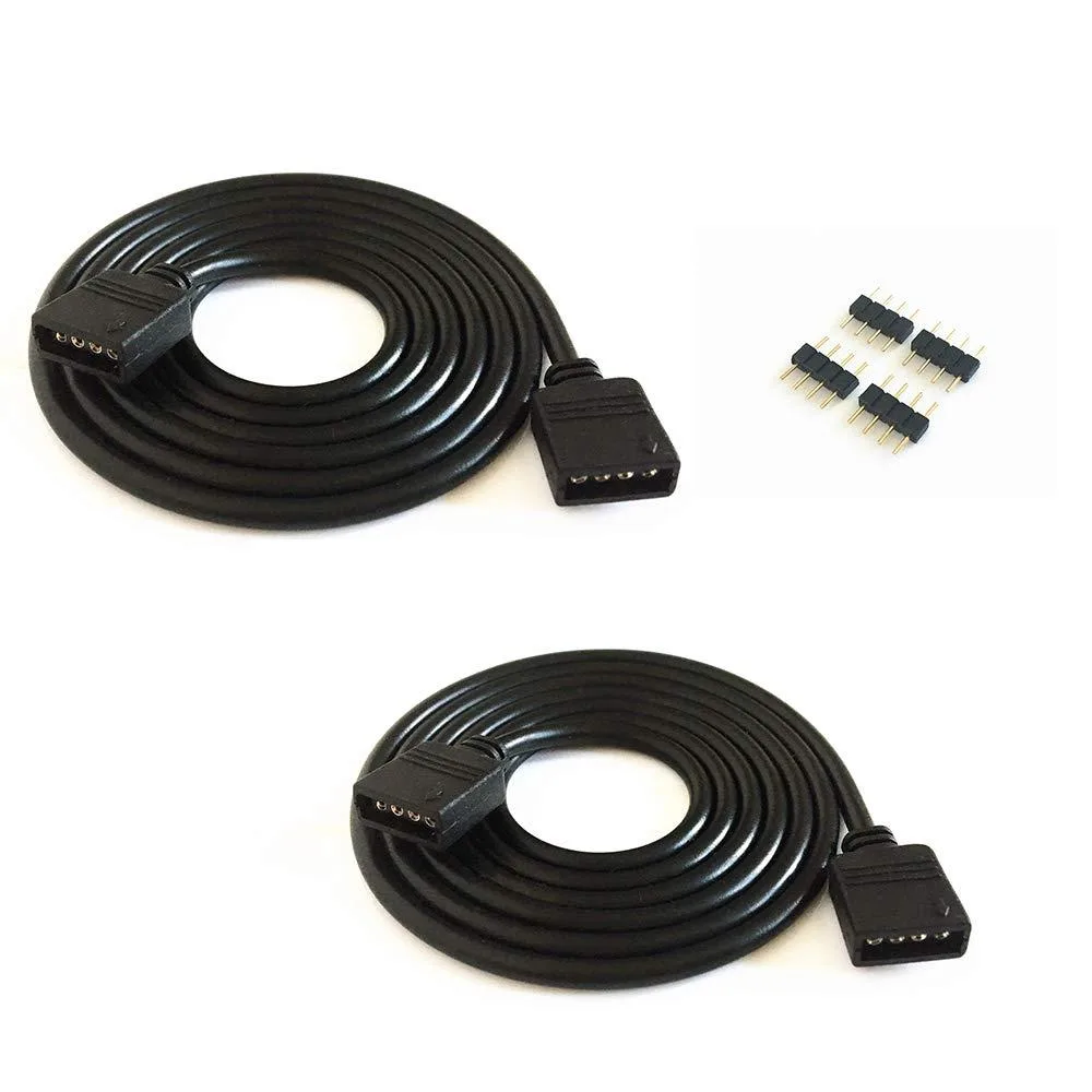 RGB LED Strip Extension Cable 5m 16.4ft 4-pin 5050 3528 2835 Black 2-pack — product photo