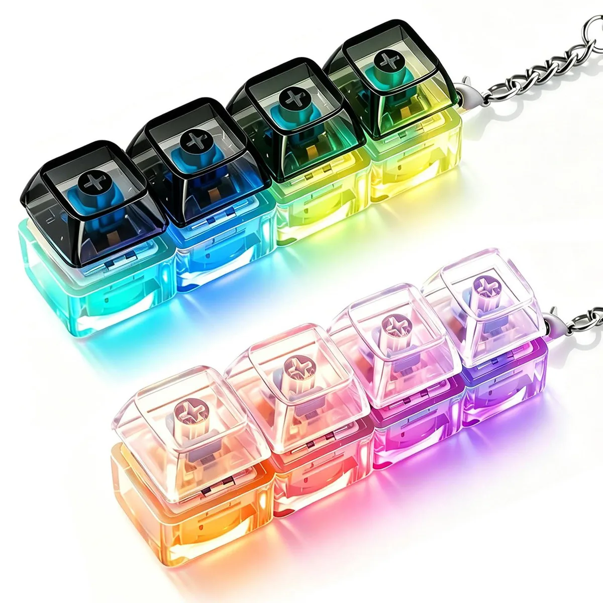 Keyboard Fidget Keychain 2-Pack Clicky LED Educational Toy — product photo