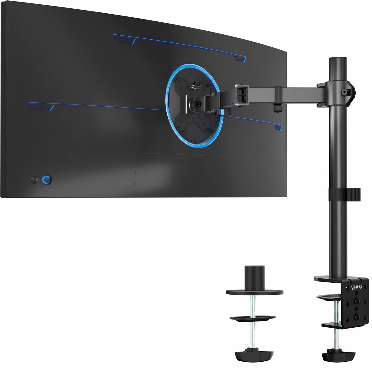 VIVO VIVO Single Monitor Desk Mount Stand 13-32 22 lbs VESA 75x75 100x100 16" Arm 17" Pole 3.25" Clamp — product photo
