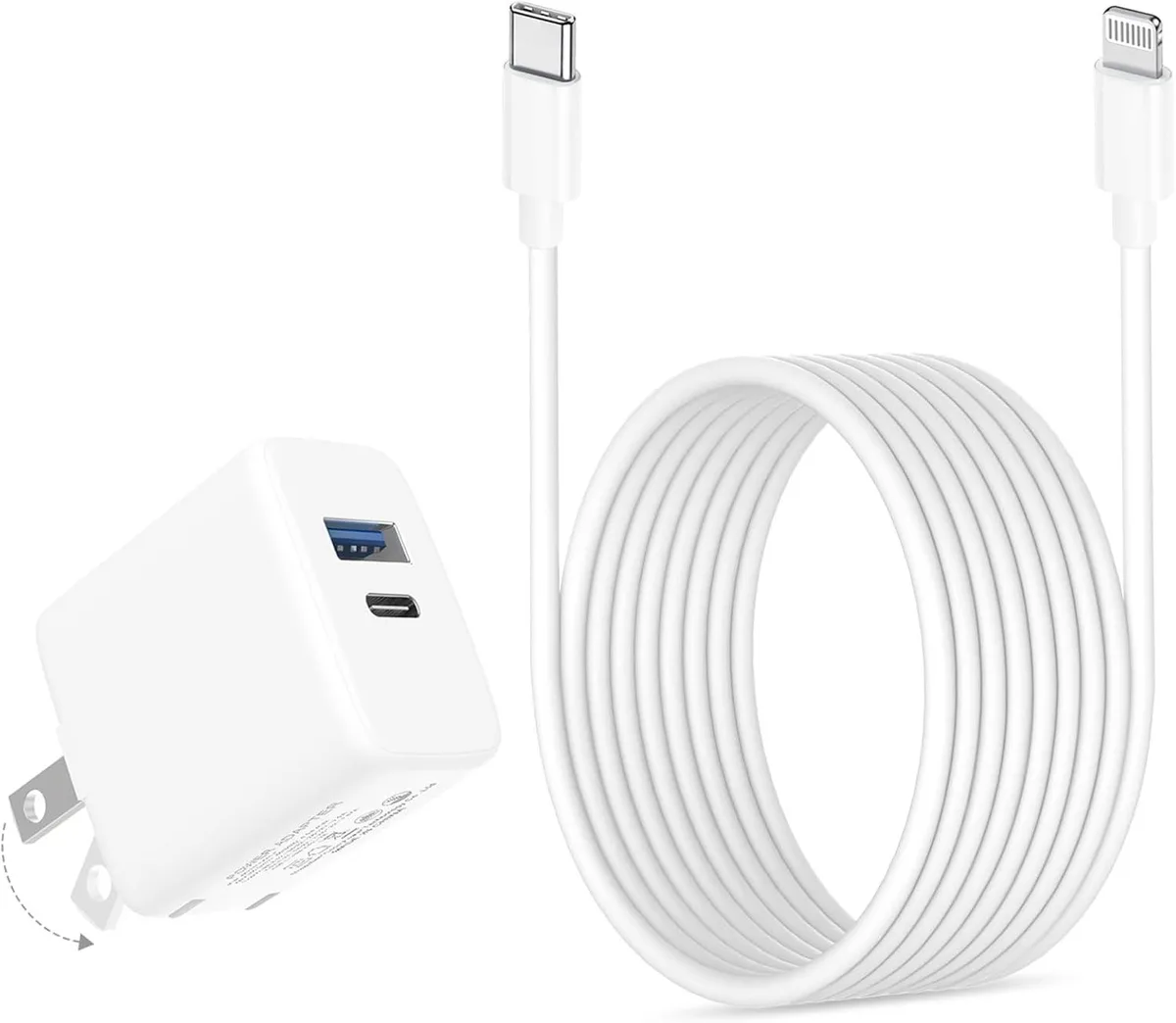 KEHIPI KEHIPI KKY20P4543A-01 20W Dual Port Charger 10ft USB-C to Lightning Cable iPad accessory — product photo
