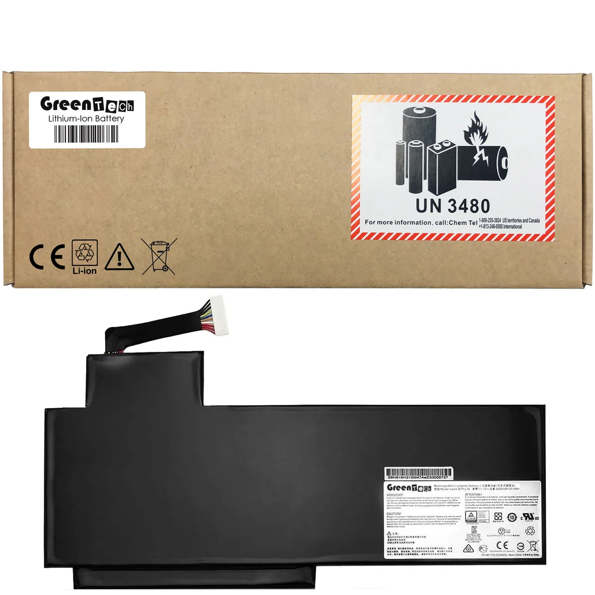 GreenTechLLC GreenTechLLC BTY-L76 laptop battery 11.1V 5400mAh 58.8Wh 3-cell — product photo