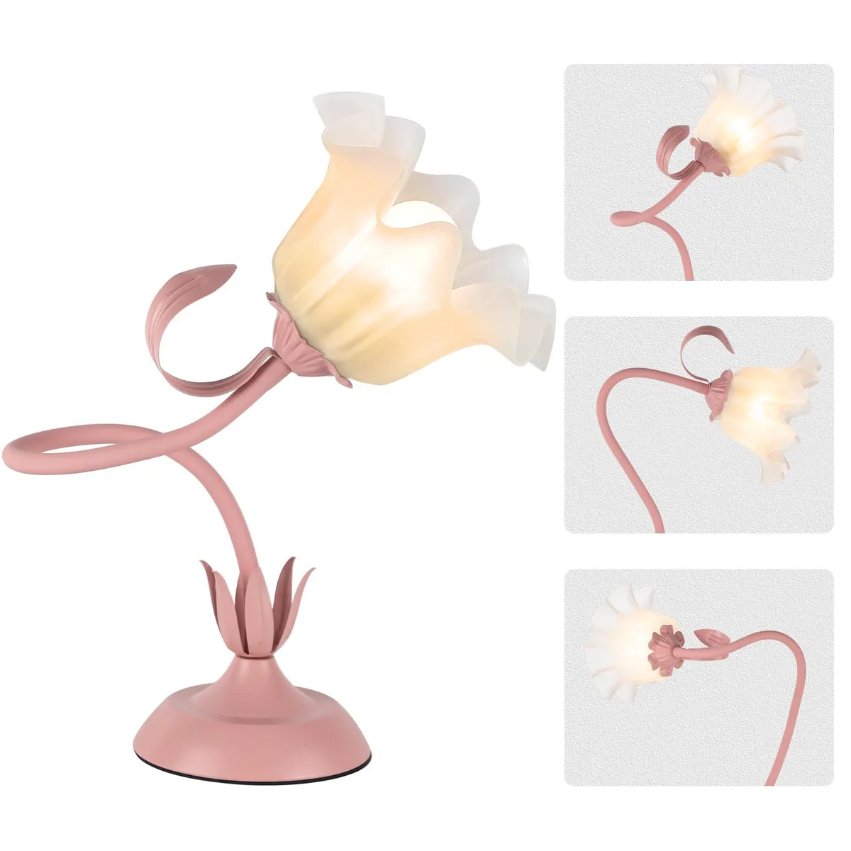 DNBeffulgent DNBeffulgent Pink Flower Table Lamp 19.6" 360° Flexible Stem 3 Color Temps — product photo