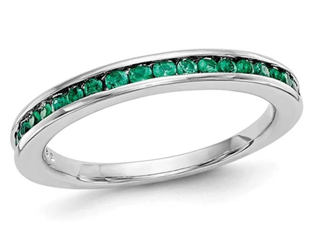 Gem &amp; Harmony Gem &amp; Harmony Green Emerald Semi-Eternity Band Ring 14K White Gold .32 ctw — product photo
