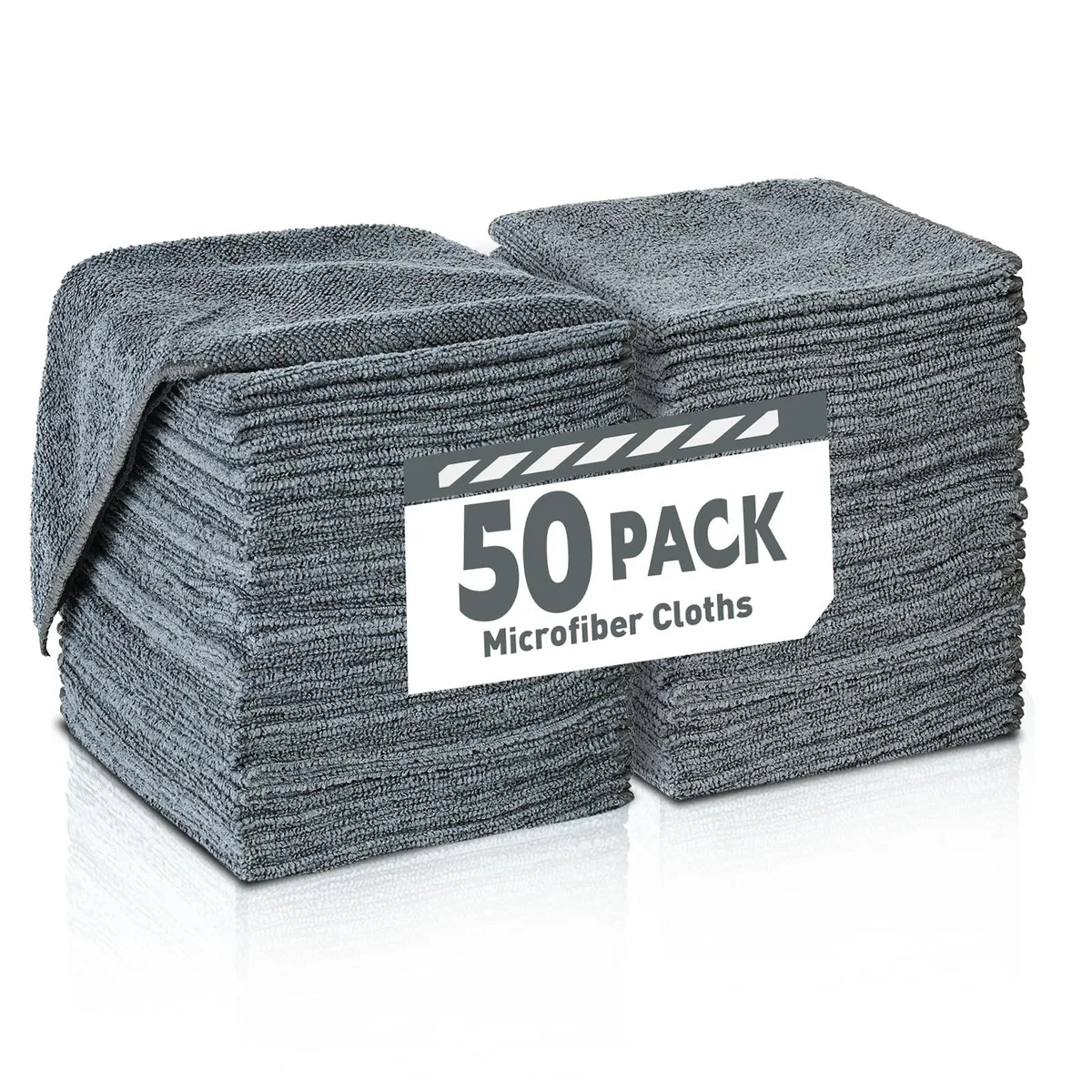 TEAWOO Grey Microfiber Cleaning Cloths 50 Pack 12x12 inches — product photo