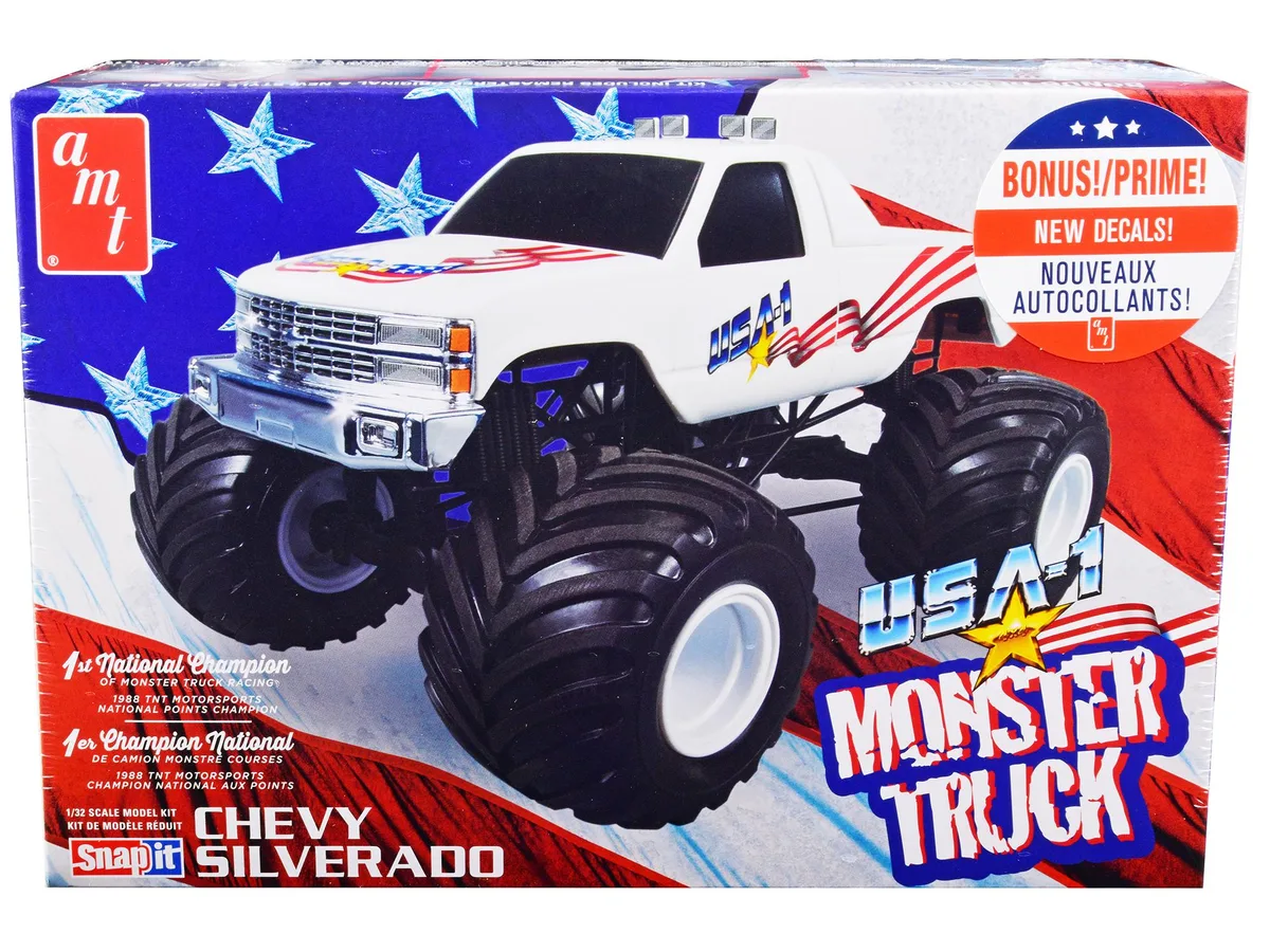 AMT AMT Chevrolet Silverado "USA-1" Monster Truck 1/32 Snap Kit hobby collectible — product photo