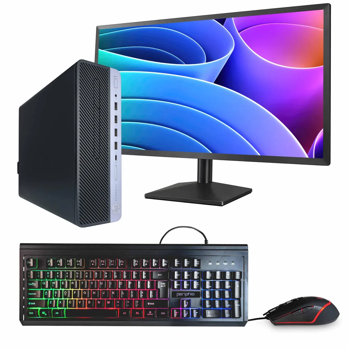 HP HP ProDesk 600G4 desktop PC i5-8500 16GB 500GB 24" monitor WiFi Bluetooth — product photo