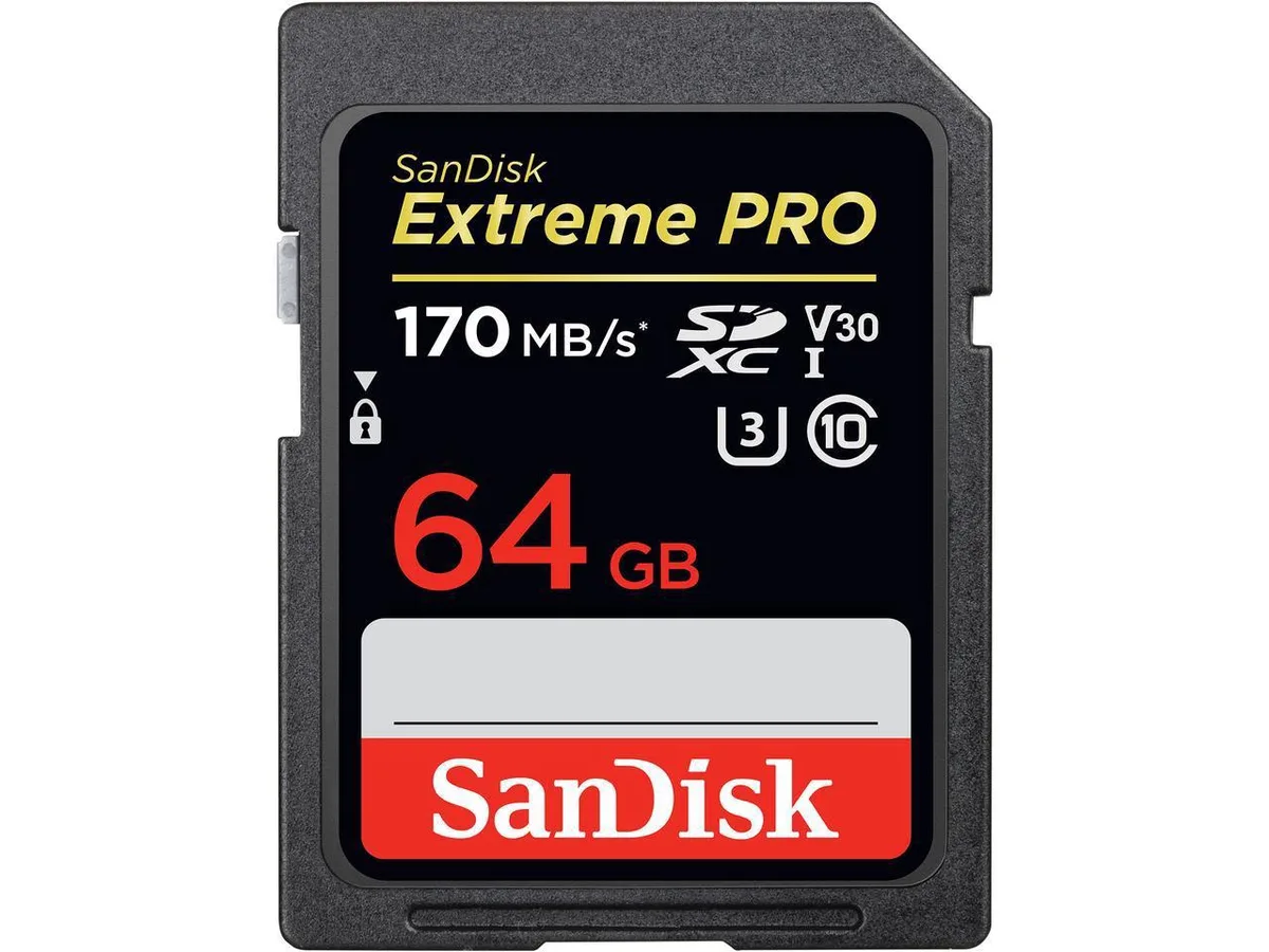 SanDisk SanDisk Extreme Pro SDXC 64GB U3 V30 170MB/s memory card — product photo