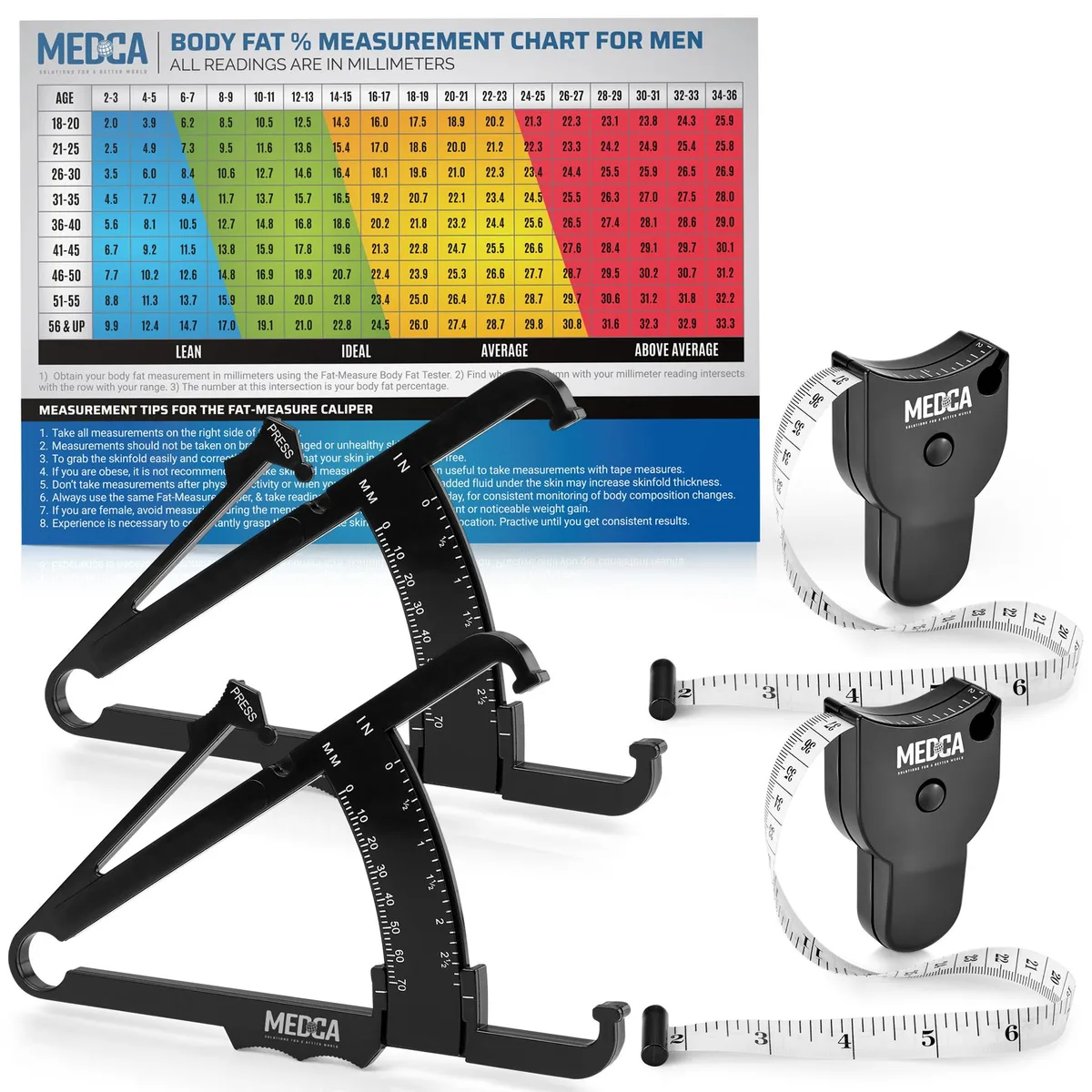 MEDca MEDca Body Tape Measure &amp; Skinfold Caliper Set (Pack of 4) — product photo