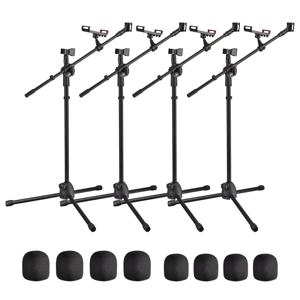 Yescom USA, Inc. Yescom USA, Inc. 4-Pack Microphone Boom Arm Stands with Dual Mic Clips and Phone Holders — product photo