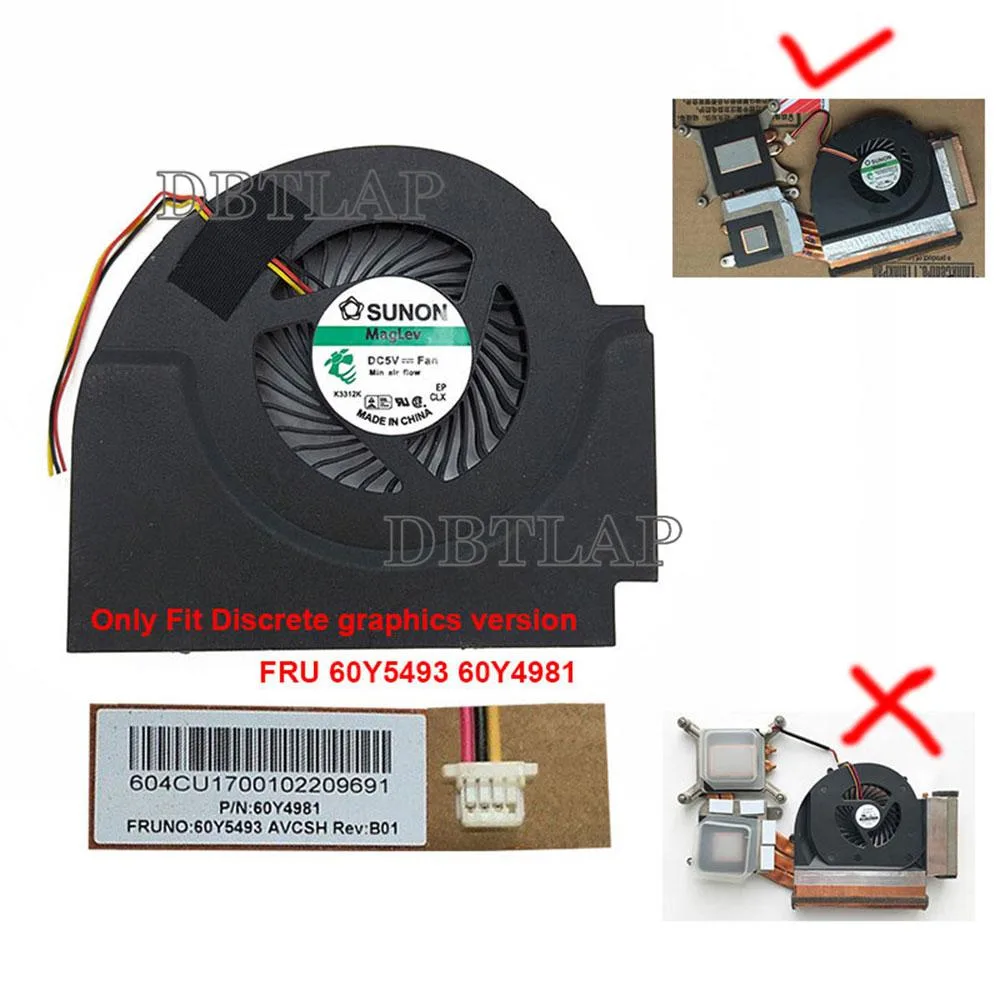 DBTLAP DBTLAP CPU Fan for Lenovo ThinkPad W510 Discrete Graphics — product photo