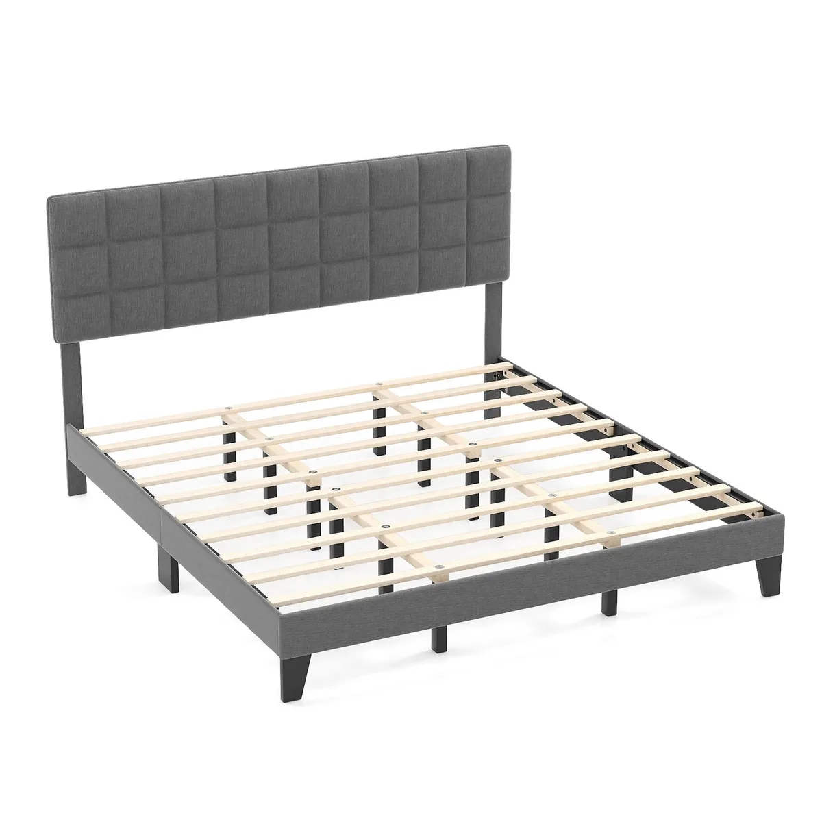 SlickBlue SlickBlue King Size Linen Bed Frame Adjustable Headboard Gray — product photo