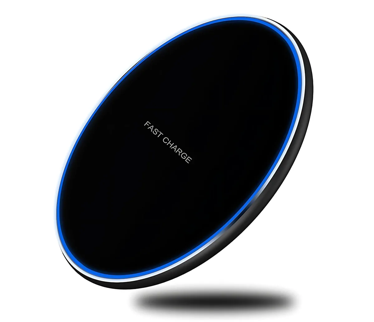 Black wireless charging pad with USB-C cable